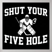 White Hockey Goalie macht fünf Loch aus