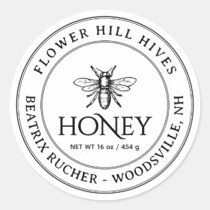 White Honey Label mit französischer Biene Runder Aufkleber