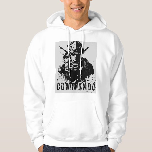 White Hoodie im Kommando - Fett & Sleek Design (Vorderseite)