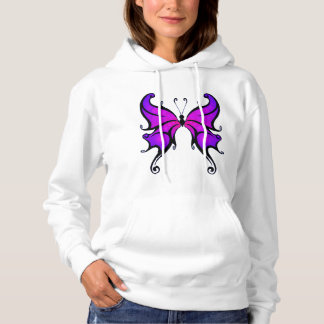 White Hoodie mit Lila Butterfly Design