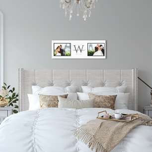 White Horizontal 2 Foto Monogram Wedding Keepake Leinwanddruck