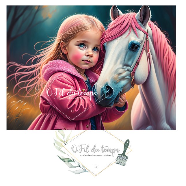 White Horse and Little Cutie in a pink coat v2 Seidenpapier (Von Creator hochgeladen)