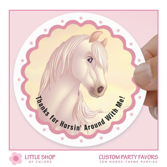 White Horse Birthday Party Favor Thank You Runder Aufkleber (Von Creator hochgeladen)
