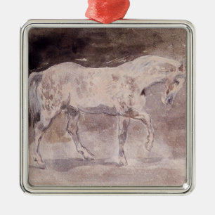 White Horse (by Eugene Delacroix) Ornament Aus Metall