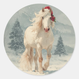 White Horse Christmas Sticker
