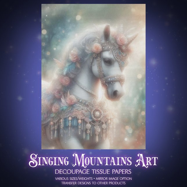 White Horse Fantasy Animal Craft Decoupage Seidenpapier (Von Creator hochgeladen)