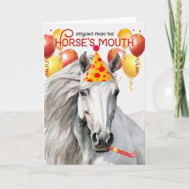 White Horse Funny Birthday Karte