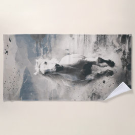 White Horse Running Through Water Strandtuch