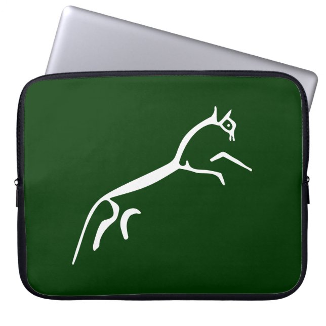 White Horse (Uffington Castle) - Dark Green Laptopschutzhülle (Vorderseite)