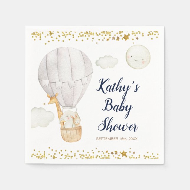 White Hot Air Ballon Jungle Baby Dusche Serviette (Vorderseite)