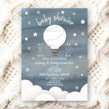 White Hot Air Ballon + Stars Neutral Baby Dusche