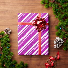 White Hot Pink Candy Cane Strip Holiday Geschenkpapier