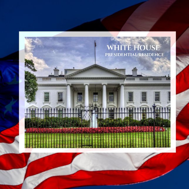White House, Presidential Residence, Portico,  Postkarte (Von Creator hochgeladen)