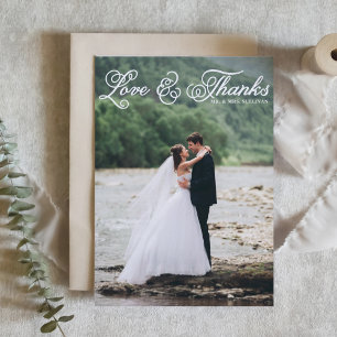 White Hübsch Script Wedding Vielen Dank Flat Card Dankeskarte