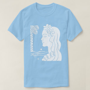 White Hula Girl Head T - Shirt