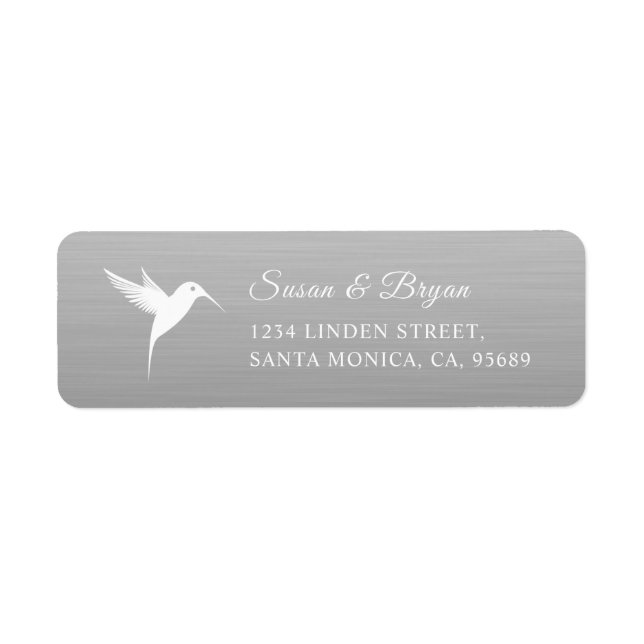 White Humming Bird Silver Wedding Address Label (Vorne)