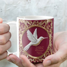 White Hummingbird auf der Red Morning Segen-Tasse