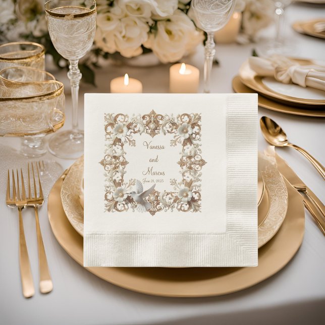 White Hummingbird Coined Luncheon Napkins Serviette (Von Creator hochgeladen)