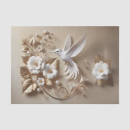 White Hummingbird Decoupage Tissue Wrapping Seidenpapier