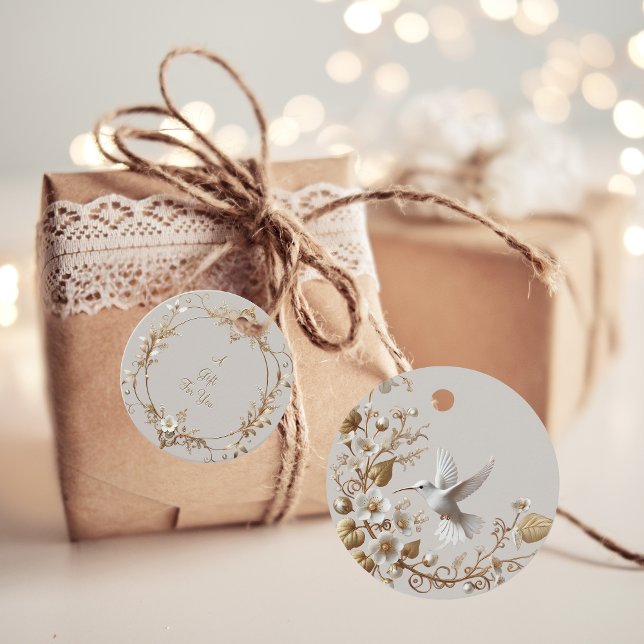 White Hummingbird Favor Tags Geschenkanhänger (Von Creator hochgeladen)