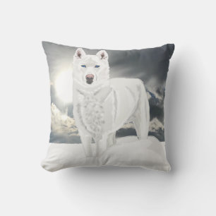 White Husky in Snow Kissen