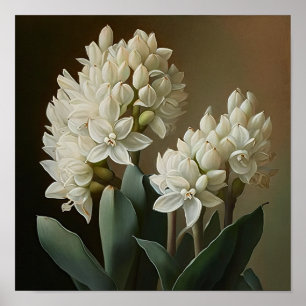 White Hyacinth Blume Art Print Poster