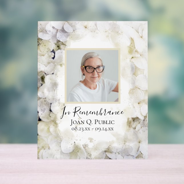 White Hydrangea Aquarellfeier des Lebens Acrylschild (Neutral)