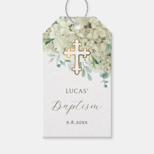 White Hydrangea Baptism Gift Tags Geschenkanhänger
