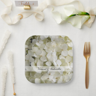 White Hydrangea Blume Hochzeit Pappteller