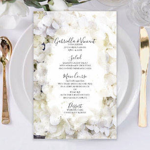 White Hydrangea Blume Hochzeitsmenü Wasserfarbe