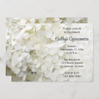 White Hydrangea Blume Quinceanera Einladung