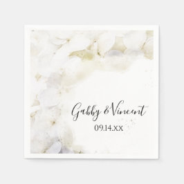 White Hydrangea Blume Wasserfarbe Hochzeit Napkins Serviette