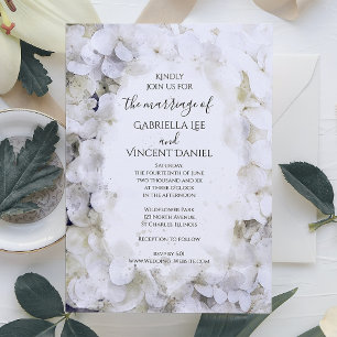 White Hydrangea Blume Wasserfarbenhochzeit Einladung
