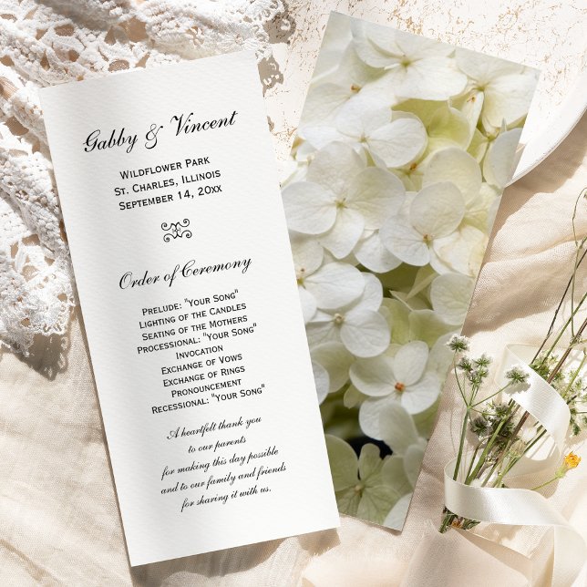 White Hydrangea Blume Wedding Program Programm (Von Creator hochgeladen)
