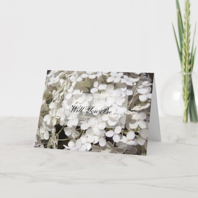White Hydrangea Blume wirst du meine Bridesmaid se Einladung (Vorderseite)