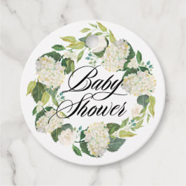White Hydrangea Blume Wreath Baby Dusche Geschenkanhänger