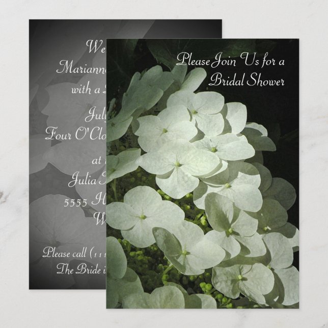 White Hydrangea Bridal Dusche Einladung (Vorne/Hinten)