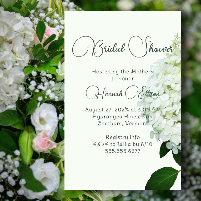 White Hydrangea Budget Bridal Dusche Einladung Flyer (Von Creator hochgeladen)