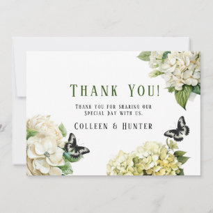 White Hydrangea Butterfly Wedding Danke Karten