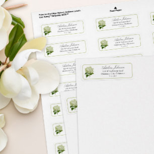 White Hydrangea Custom Return Address Label