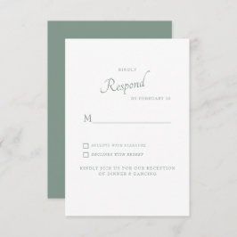 White Hydrangea Dark Sage Wedding RSVP