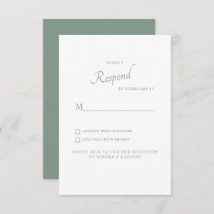 White Hydrangea Dark Sage Wedding RSVP