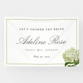 White Hydrangea Dusche der Braun Name und Datum Banner