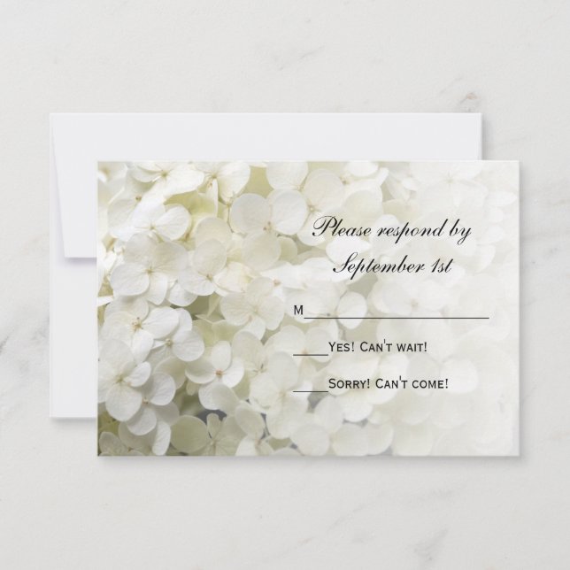 White Hydrangea Floral Wedding RSVP Response Card Karte (Vorderseite)
