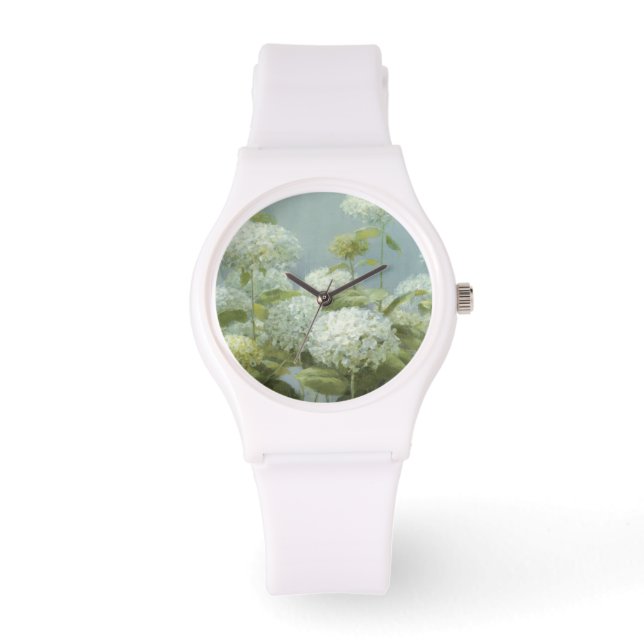 White Hydrangea Garden Armbanduhr (Vorderseite)