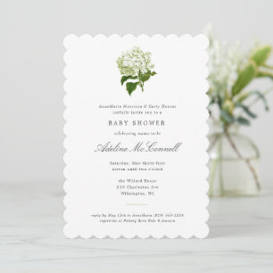 White Hydrangea Grandmillennial Baby Dusche Einladung