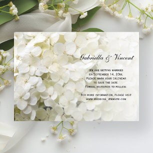 White Hydrangea Hochzeit Sichern Sie den Termin An Save The Date