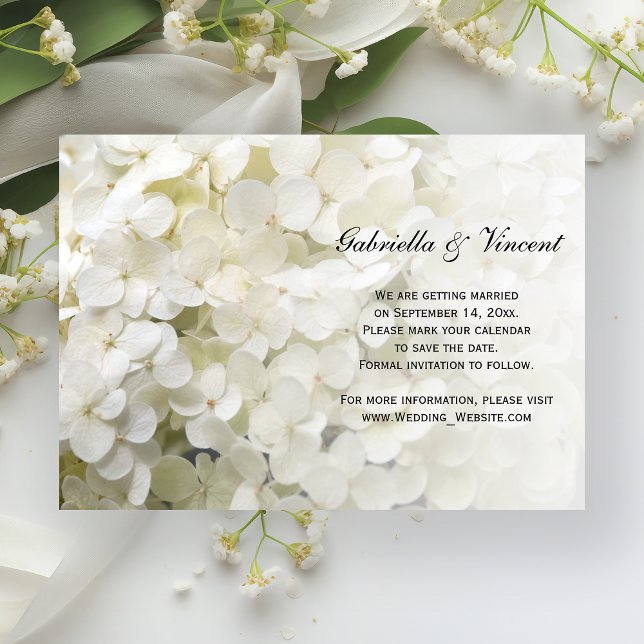 White Hydrangea Hochzeit Sichern Sie den Termin An Save The Date (Von Creator hochgeladen)