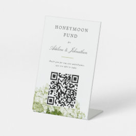 White Hydrangea Honeymoon Fund Donation Sign Sockelschild