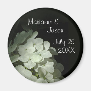 White Hydrangea Keepake Round Magnet